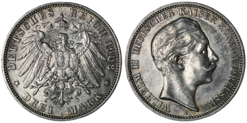 GERMANY. Prussia. Wilhelm II (1888-1918)
3 Mark 1908 (33mm, 16,61g)