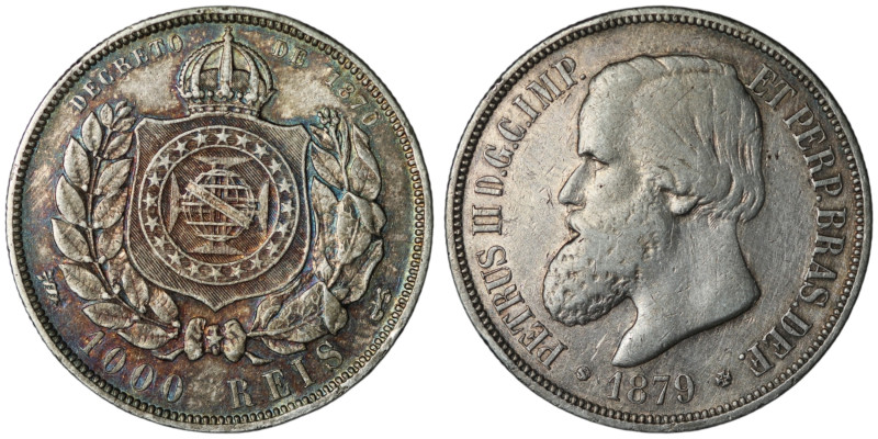 BRAZIL. Pedro II (1831-1889)
1000 Reis 1879 (30mm, 12,63g)