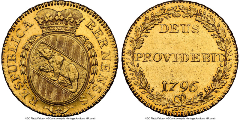 Bern. Canton gold 2 Duplone 1796 MS62 NGC, KM153, Fr-181. A rare and covetable o...