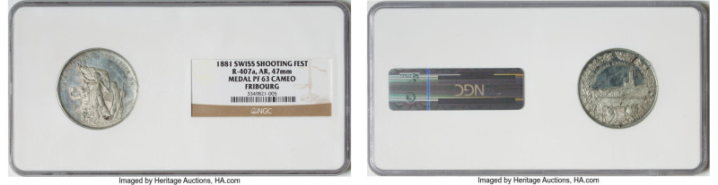 Confederation silver Proof "Fribourg Shooting Festival" Medal 1881 PR63 Cameo NG...