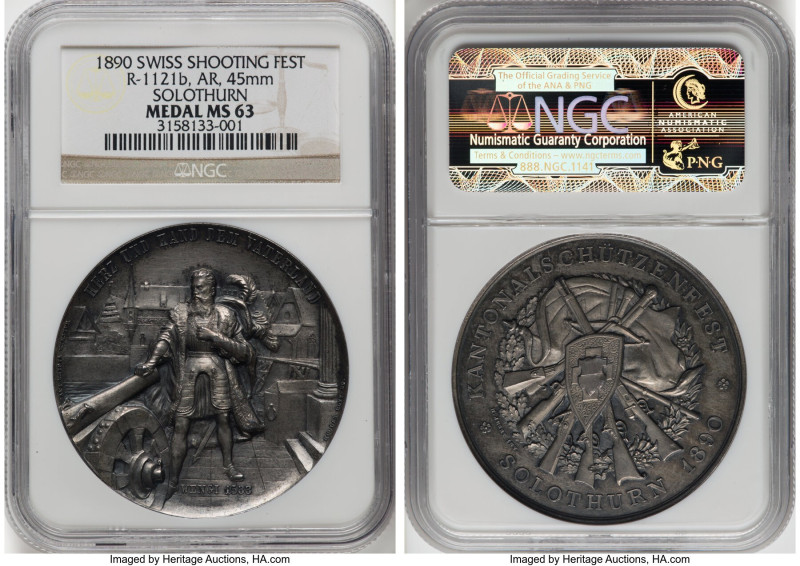 Confederation silver "Solothurn Shooting Festival" Medal 1890 MS63 NGC, Richter-...