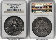 Confederation silver "Solothurn Shooting Festival" Medal 1890 MS63 NGC, Richter-1121b, Martin-645. 45mm. By Hughes Bovy / H. Jenni / Walther Vigier. I...