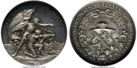 Confederation silver "Zurich - Winterthur Shooting Festival" Medal 1891 MS63 NGC, Richter-1746a. 45mm. By Hugues Bovy. A gorgeous piece with stunning ...