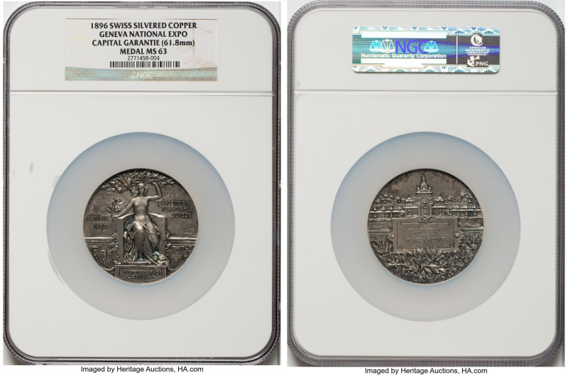 Confederation silvered copper "Geneva International Exposition" Medal 1896 MS63 ...