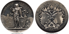 Confederation silver "Aargau - Baden Shooting Festival" Medal 1896 MS63 NGC, Richter-19a, Martin-14. By Franz Homberg. A beautiful example with needle...