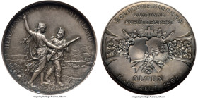 Confederation silver "Solothurn - Olten Shooting Festival" Medal 1897 MS65 NGC, Richter-1125a. 45mm. The matte finish to fields accentuates the medall...
