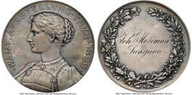 Confederation silver Matte "Thun - Cantonal Exhibition" Medal 1899-Dated MS65 NGC, 50mm. 50.17gm. By Homberg. Engraved Joh. Mosiman / Langnau. Mosiman...