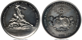 Confederation silver "Nidwalden - Hergiswil Shooting Festival" Medal 1901 MS63 NGC, Richter-1030a. 45mm. By Jean Kauffmann. Commemorates the XIX Canto...