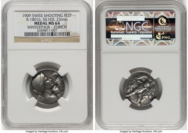 Confederation silver "Winterthur-Zurich Shooting Festival" Medal 1909 MS64 NGC, ...