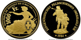 Confederation gold Proof "Zurich - Oberhasli Shooting Festival" 1000 Francs 1984 PR69 Ultra Cameo NGC, KM-XS23, Häb-25. Mintage: 300. HID09801242017 ©...