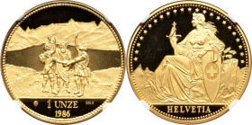 Confederation gold Proof "Eternal Pact" Unze (1 oz) 1986-AH PR69 Ultra Cameo NGC, Argor mint, KM-XMB9. HID09801242017 © 2024 Heritage Auctions | All R...