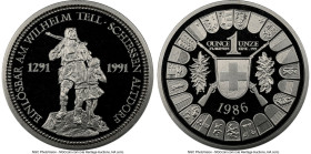 Confederation platinum Proof "William Tell - Shooting Festival" Unze (1 oz) 1986-HMPR69 Ultra Cameo NGC, Heaton mint, KM-XMB17. HID09801242017 © 2024 ...