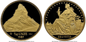 Confederation gold Proof "Matterhorn" 1/10 Unze 1987-AH PR69 Ultra Cameo NGC, Argor mint, KM-XMB11. HID09801242017 © 2024 Heritage Auctions | All Righ...