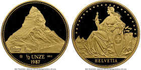 Confederation gold Proof "Matterhorn" 1/2 Unze 1987-AH PR68 Ultra Cameo NGC, Argor mint, KM-XMB13. HID09801242017 © 2024 Heritage Auctions | All Right...