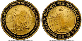 Confederation gold Proof "Glarus Shooting Festival" 1000 Francs 1987 PR69 Ultra Cameo NGC, Vienna mint, KM-XS29, Häb-32. Mintage: 300. HID09801242017 ...
