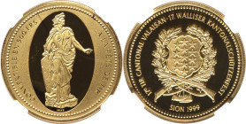 Confederation gold Proof "Sion - Valais Shooting Festival" 500 Francs 1999-HF PR68 Ultra Cameo NGC, Hab-61a. 1 of 99 minted. HID09801242017 © 2024 Her...