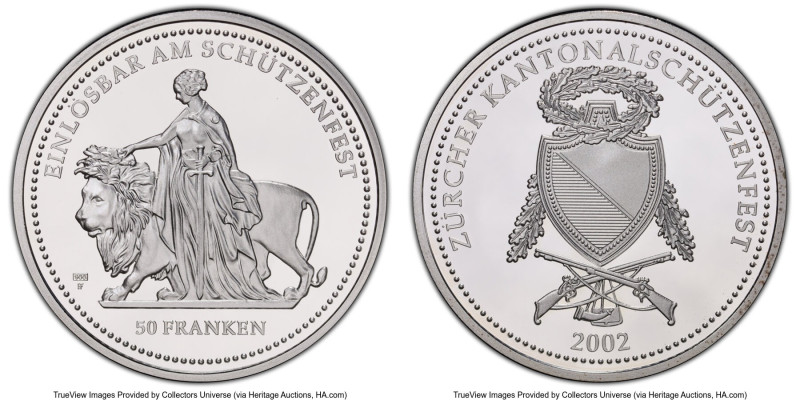 Confederation silver Proof "Zurich Shooting Festival" Medallic 50 Francs 2002 PR...
