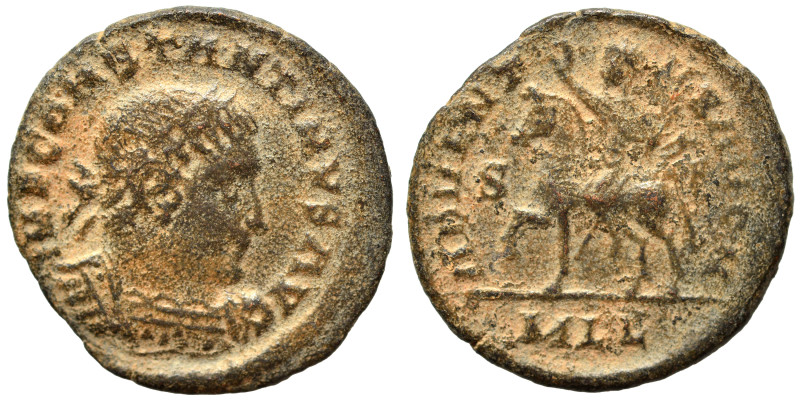 Constantine I, 307/310-337. Follis (bronze, 2.89 g, 20 mm), Adventus type, Londi...