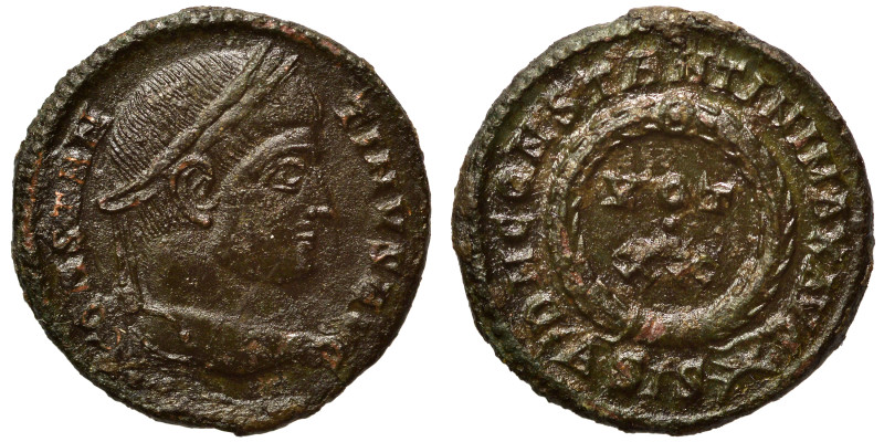 Constantine I, 307/310-337. Follis (bronze, 2.85 g, 18 mm), Siscia. CONSTANTINVS...