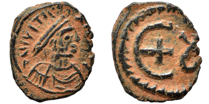 Justinian I, 527-565. Pentanummium (bronze, 2.04 g, 17 mm), Theoupolis (Antioch)...