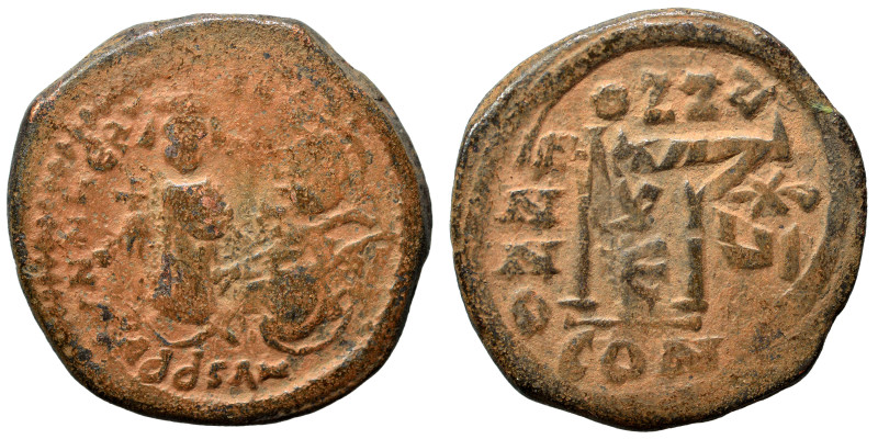 Heraclius, with Heraclius Constantine. 610-641. Follis (bronze, 12.87 g, 29 mm),...