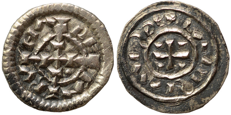 HUNGARY. Stephan II, 1116 - 1131. Denar (silver, 0.55 g, 12 mm). Cross with four...