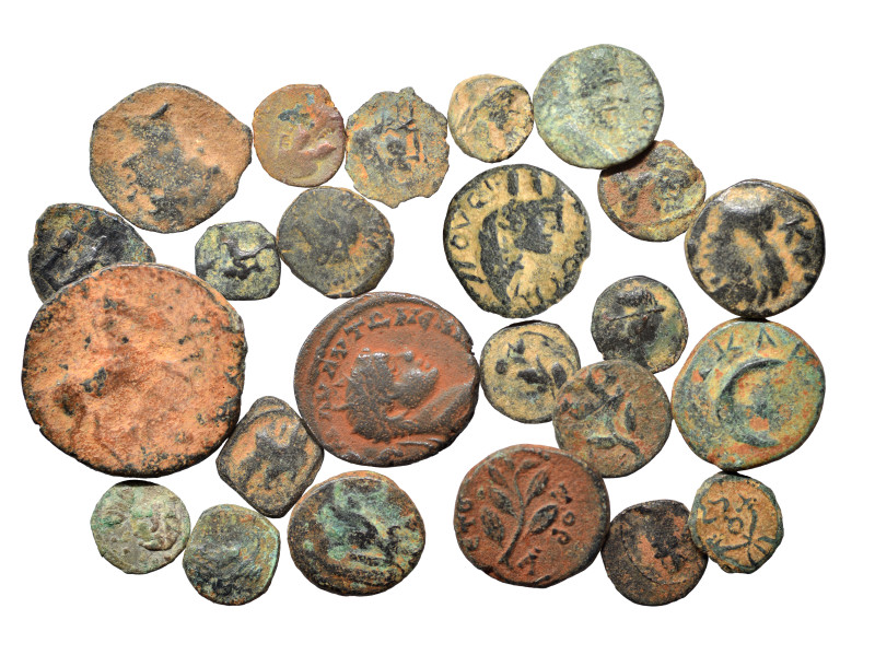 Group lot of circa 24 Roman Provincial coins, some repatinated. G - VF. As seen,...