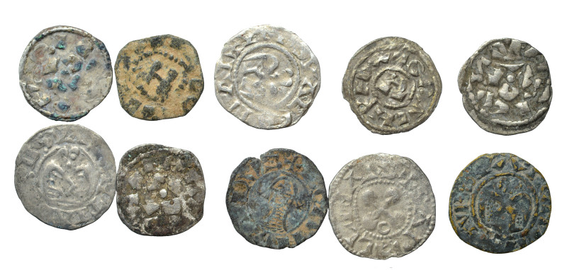 Group lot of 10 Medieval silver coins, some repatinated. G - VF. As seen, no ret...