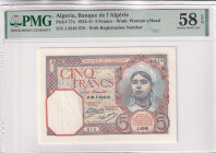 Algeria, 5 Francs, 1933, AUNC(+), p77a