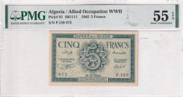 Algeria, 5 Francs, 1942, AUNC, p91