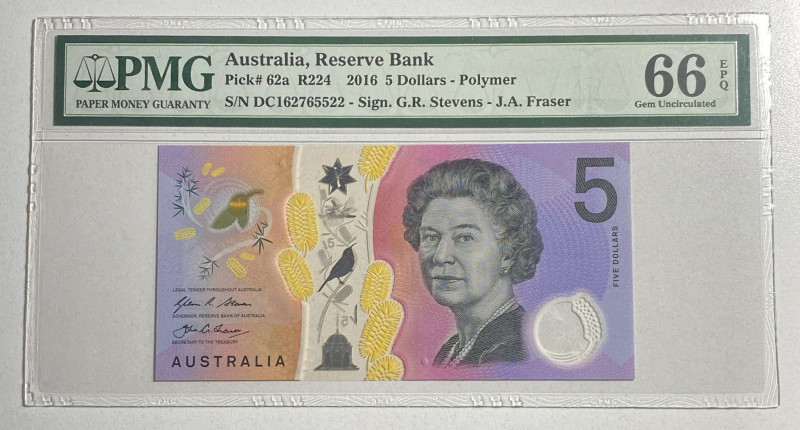 Australia, 5 Dollars, 2016, UNC, p62a

PMG 66 EPQ, Queen Elizabeth II Portrait...