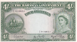 Bahamas, 4 Shillings, 1961, XF, p13d