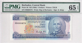 Barbados, 2 Dollars, 1986, UNC, p36a, Central Bank