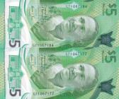 Barbados, 5 Dollars, 2022, UNC, p81, (Total 2 banknotes)