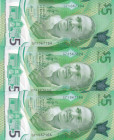 Barbados, 5 Dollars, 2022, UNC, p81, (Total 3 banknotes)