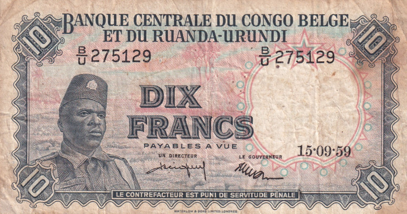 Belgian Congo, 10 Francs, 1959, VF, p30

Stained

Estimate: USD 20-40