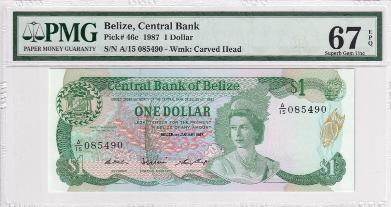 Belize, 1 Dollar, 1987, UNC, p46c

PMG 67 EPQ, High condition , Queen Elizabet...