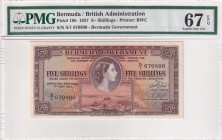 Bermuda, 5 Shillings, 1957, UNC, p18b, British Adminstration