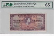 Bermuda, 5 Shillings, 1957, UNC, p18b