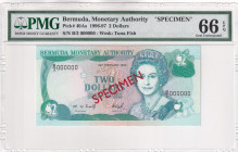 Bermuda, 2 Dollars, 1996/1997, UNC, p40As, SPECIMEN