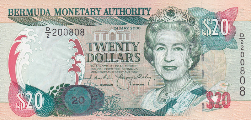 Bermuda, 20 Dollars, 2000, UNC, p53

Queen Elizabeth II Portrait, Light handli...