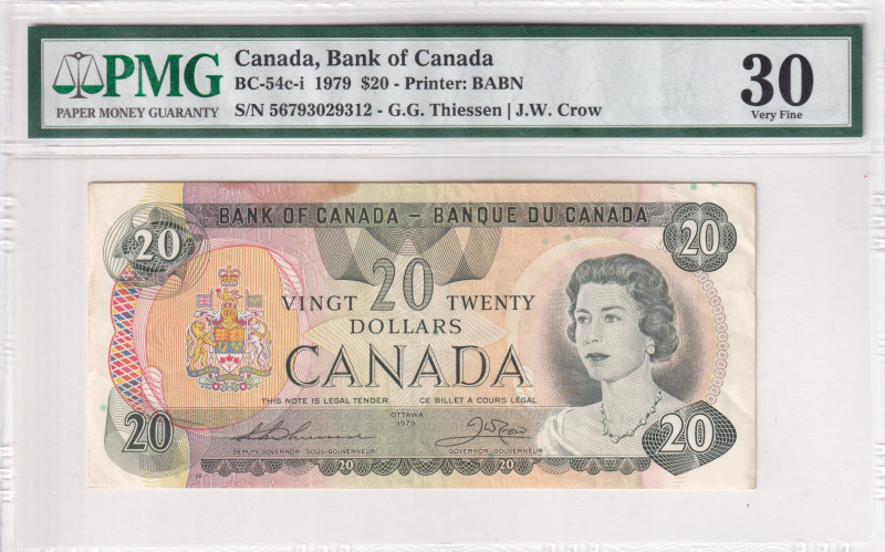 Canada, 20 Dollars, 1979, VF, p54c-i, Signs: Thiessen- Crow

PMG 30, Queen Eli...