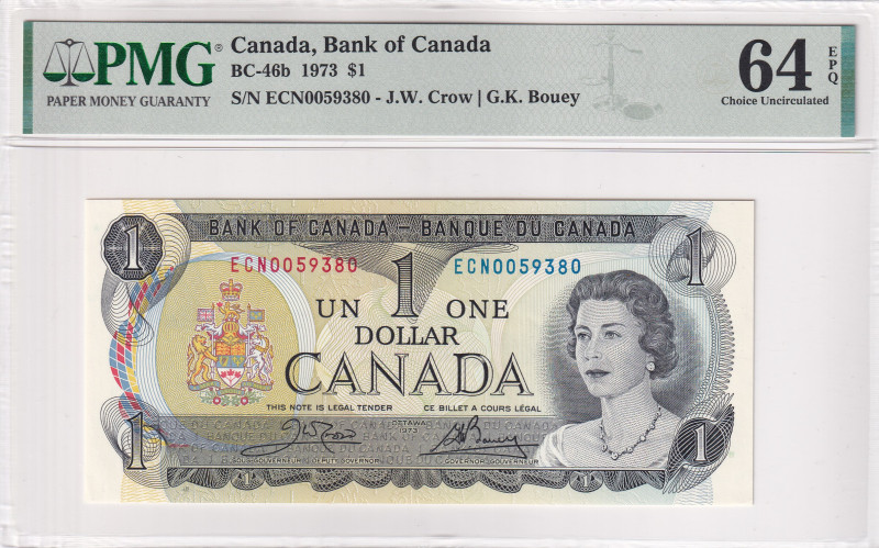 Canada, 1 Dollar, 1973, UNC, p85b

PMG 64 EPQ, Queen Elizabeth II Portrait

...