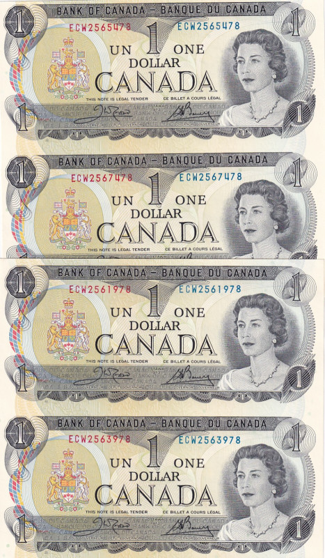 Canada, 1 Dollar, 1973, UNC, p85c, (Total 4 banknotes)

Queen Elizabeth II Por...