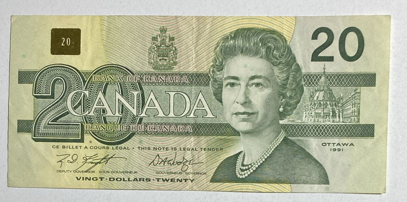 Canada, 20 Dollars, 1991, XF(+), p97d

Queen Elizabeth II Portrait

Estimate...