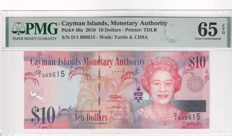 Cayman Islands, 10 Dollars, 2010, UNC, p40a

PMG 65 EPQ, Queen Elizabeth II. P...