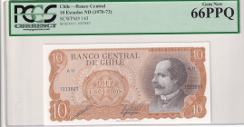 Chile, 10 Escudos, 1970-73, UNC, p143a, Banco Central