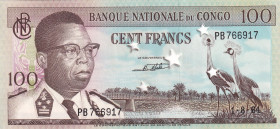 Congo Democratic Republic, 100 Francs, 1964, AUNC, p6a