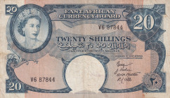 East Africa, 20 Shillings, 1958-60, VF, p39a