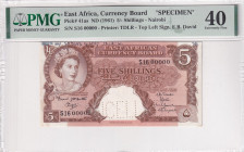 East Africa, 5 Shillings, 1961, XF, p41as, SPECIMEN
